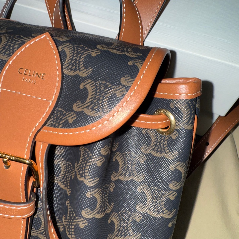 Celine TRIOMPHE帆布及小牛皮迷你型FOLCO背包-5