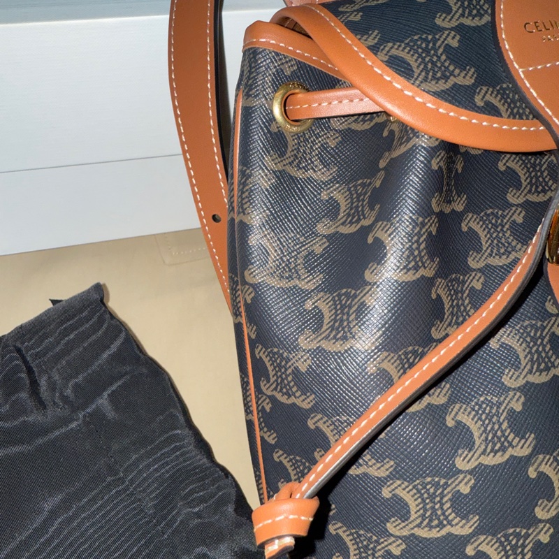 Celine TRIOMPHE帆布及小牛皮迷你型FOLCO背包-6