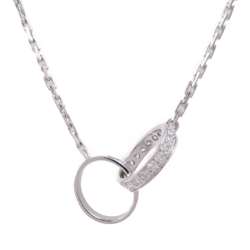 CARTIER 18K白金Love Necklace Semi Paved鑽石項鍊-1