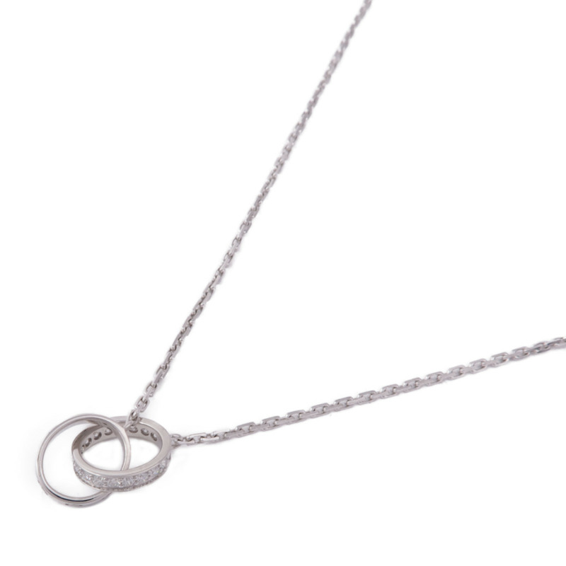 CARTIER 18K白金Love Necklace Semi Paved鑽石項鍊-3