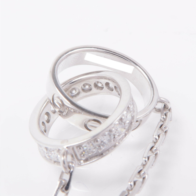 CARTIER 18K白金Love Necklace Semi Paved鑽石項鍊-5