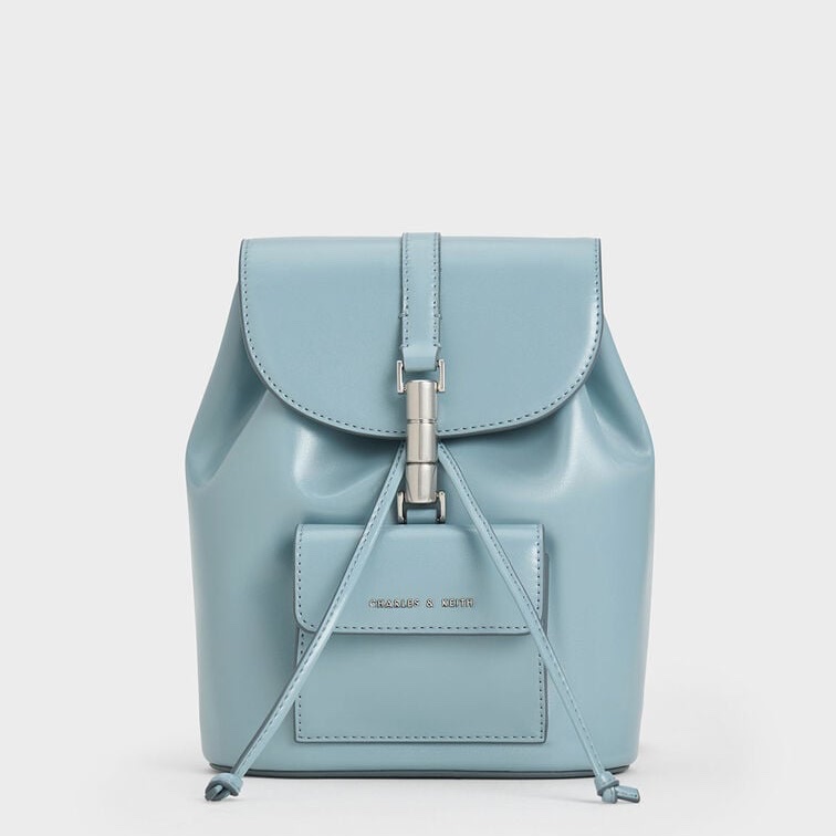 Charles&Keith Cesia 金屬裝飾雙肩背包 石板藍-3