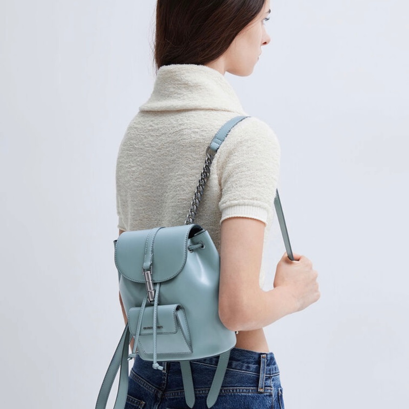 Charles&Keith Cesia 金屬裝飾雙肩背包 石板藍-5