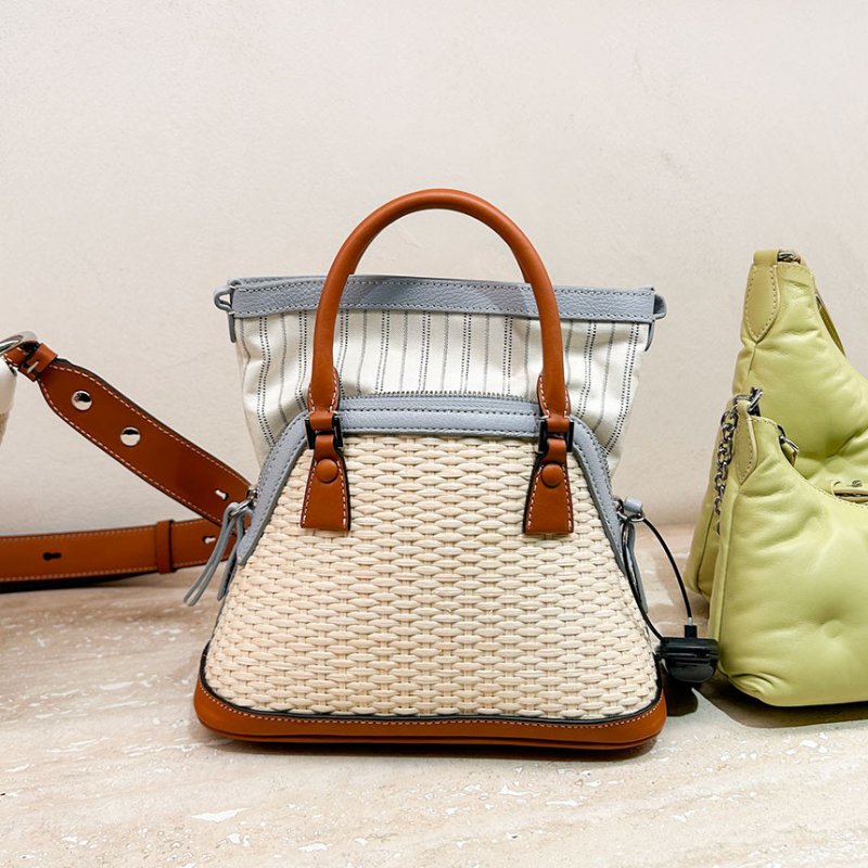 🎁快閃特價🎁Maison Margiela M11 5AC Classique Micro 拉菲草編肩背包 灰藍色-4