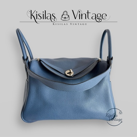 Hermes Lindy30 瑪瑙藍內拼珍珠灰