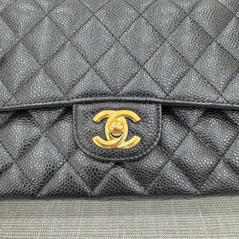 香奈兒CHANEL CF25黑金荔枝紋牛皮鏈條包 單肩斜挎包 中號-18