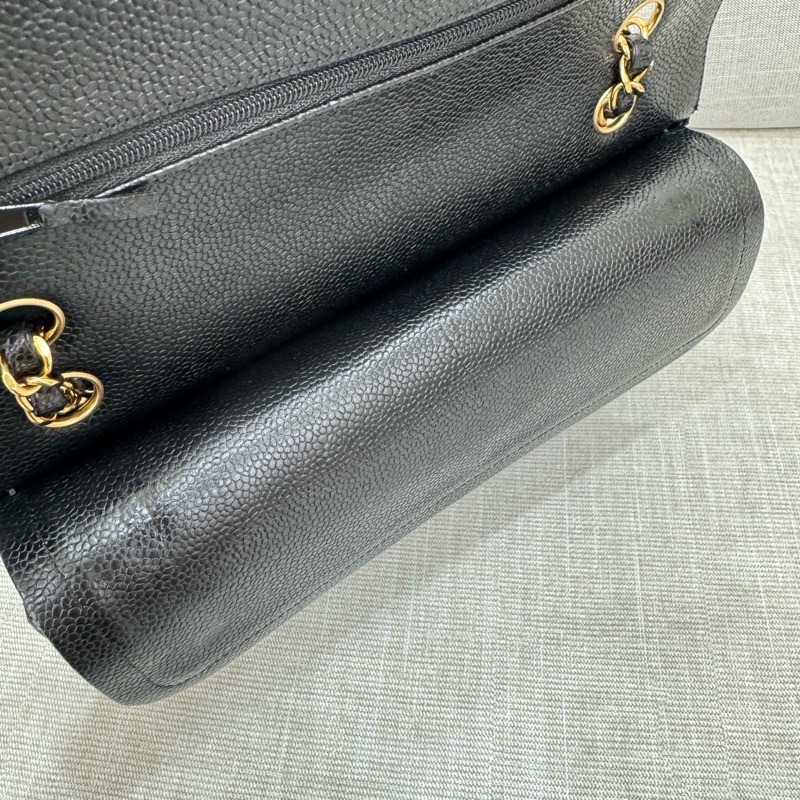 香奈兒CHANEL CF25黑金荔枝紋牛皮鏈條包 單肩斜挎包 中號-20