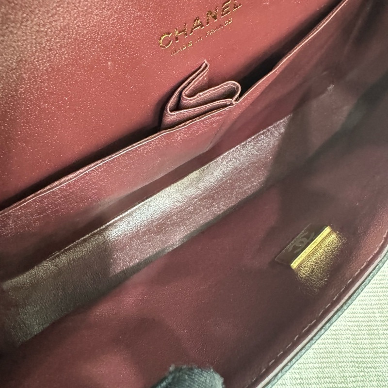 香奈兒CHANEL CF25黑金荔枝紋牛皮鏈條包 單肩斜挎包 中號-22