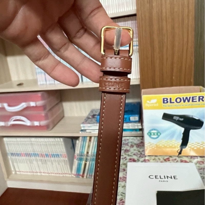 CELINE FOLCO標誌印花牛皮革中號手袋-10