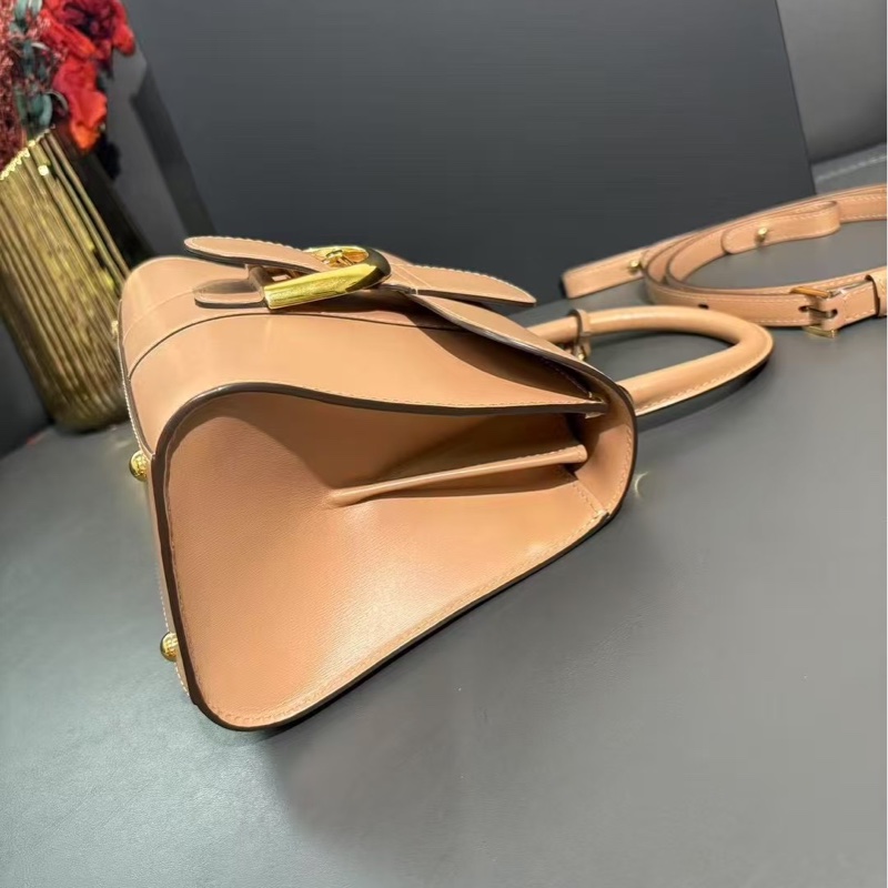 Delvaux 德爾沃 Brillan mini奶茶色box皮金扣-3