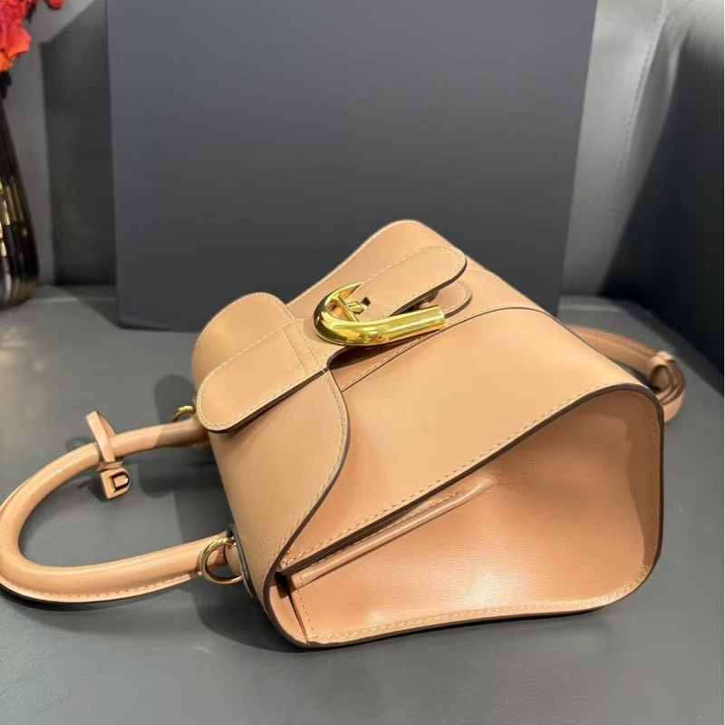 Delvaux 德爾沃 Brillan mini奶茶色box皮金扣-4