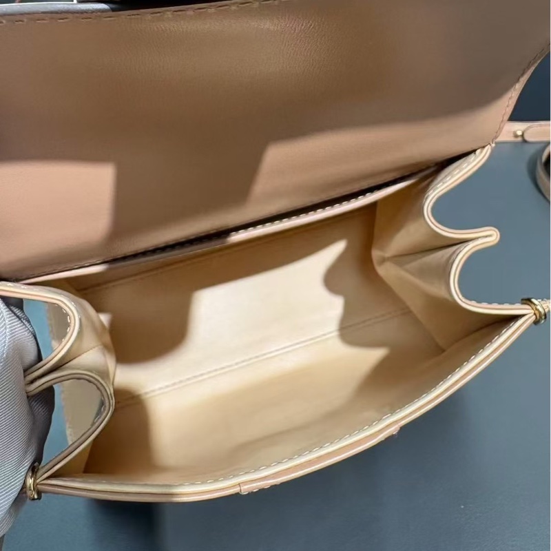 Delvaux 德爾沃 Brillan mini奶茶色box皮金扣-5