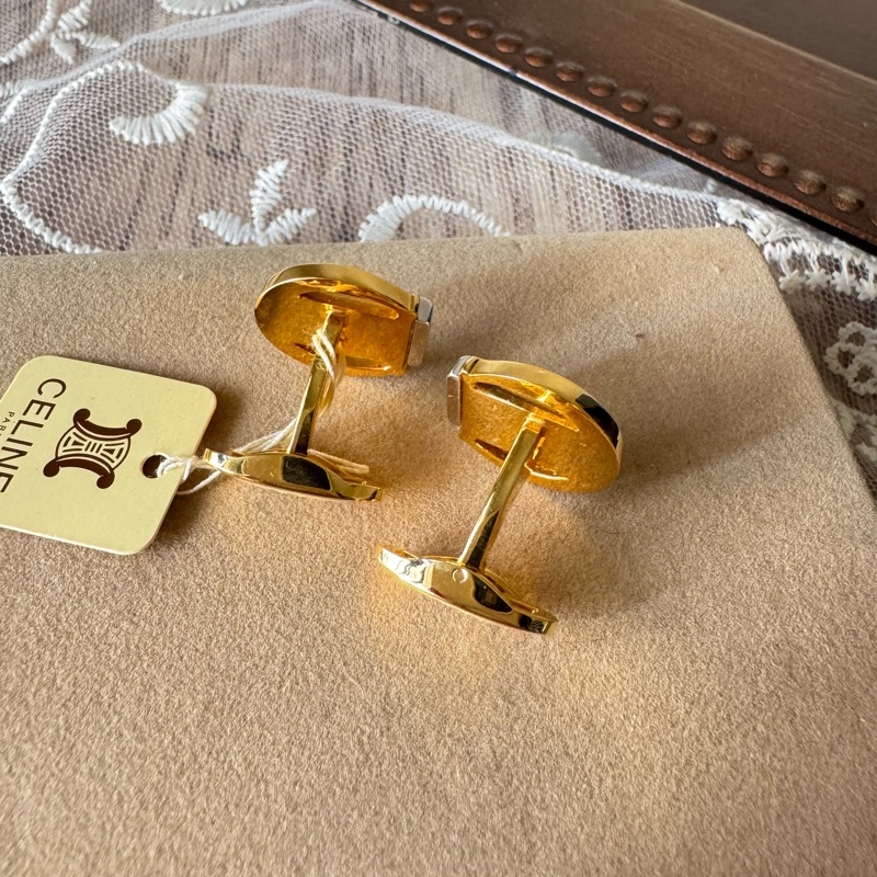 未使用品 Celine 馬蹄形 金銀色 䄂口鈕 䄂扣 禮物 西裝配件-3