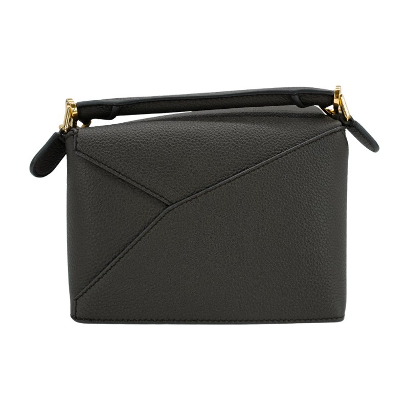 Loewe Mini Puzzle 粒面小牛皮金釦斜背包(深灰)-2