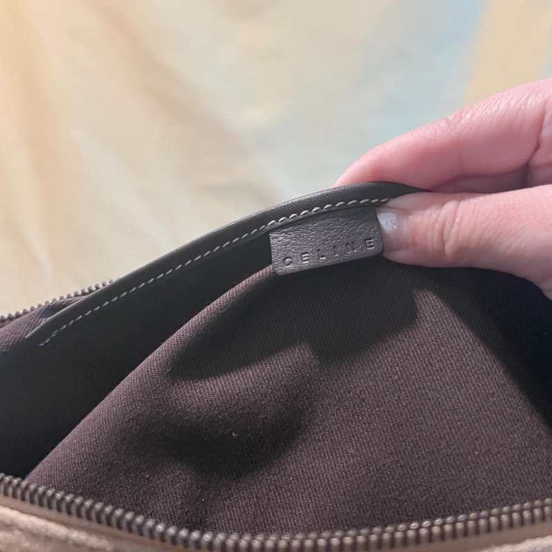 CELINE C Macadam 麂皮絨面米色肩背包手提袋 日本中古Vintage-1