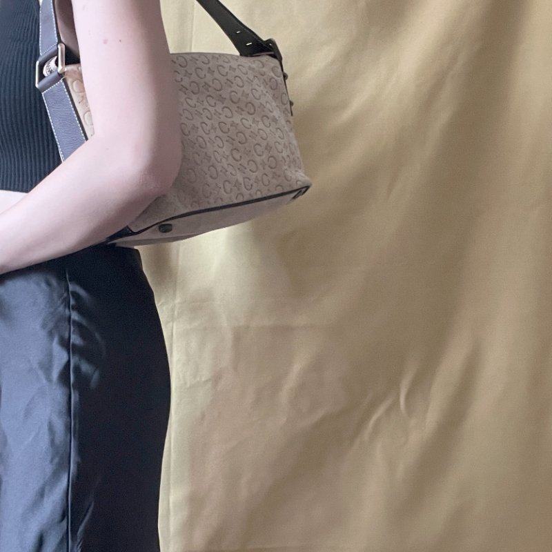 CELINE C Macadam 麂皮絨面米色肩背包手提袋 日本中古Vintage-7