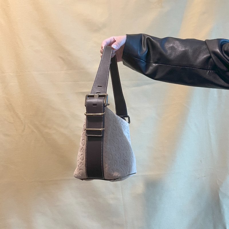 CELINE C Macadam 麂皮絨面米色肩背包手提袋 日本中古Vintage-8