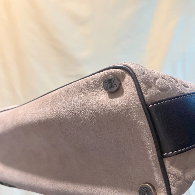 CELINE C Macadam 麂皮絨面米色肩背包手提袋 日本中古Vintage-10