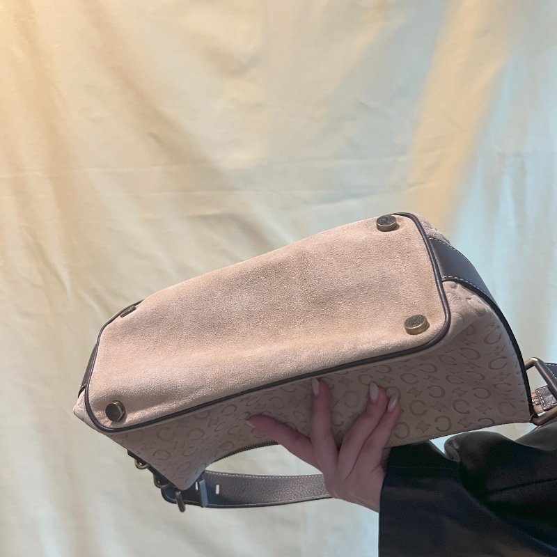 CELINE C Macadam 麂皮絨面米色肩背包手提袋 日本中古Vintage-11