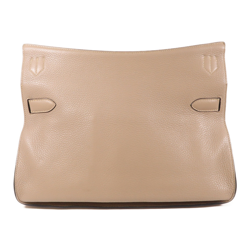 HERMES Clemence皮革Jypsiere 34銀扣肩背袋Argile-1