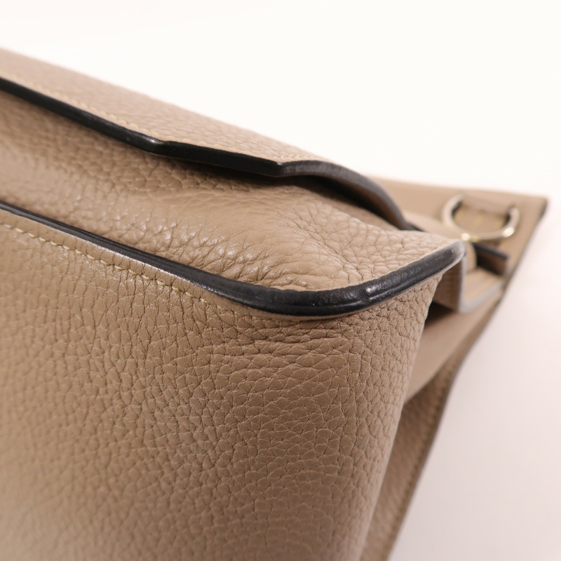 HERMES Clemence皮革Jypsiere 34銀扣肩背袋Argile-9