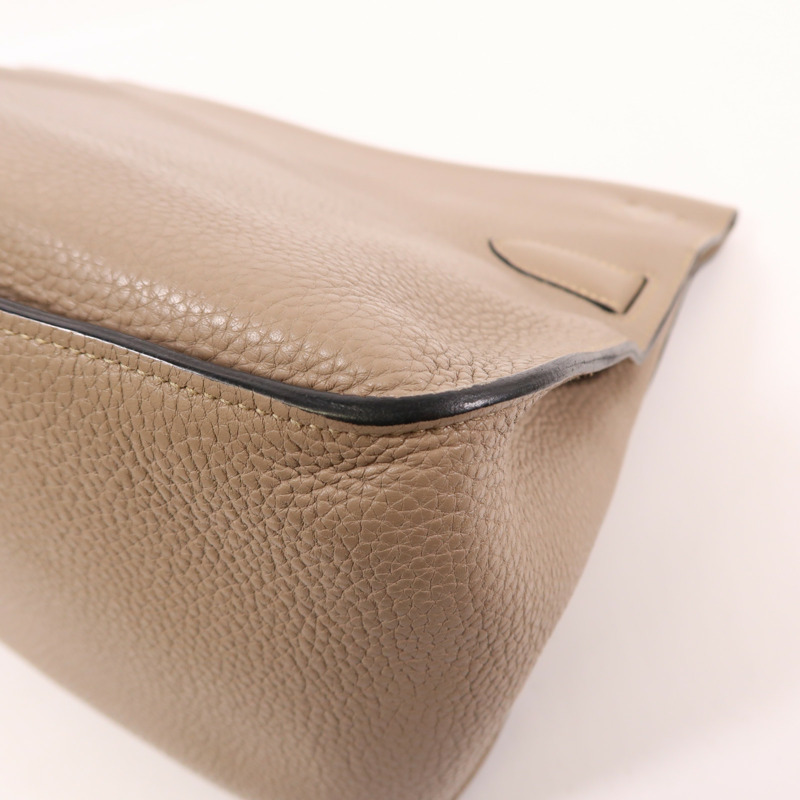 HERMES Clemence皮革Jypsiere 34銀扣肩背袋Argile-11