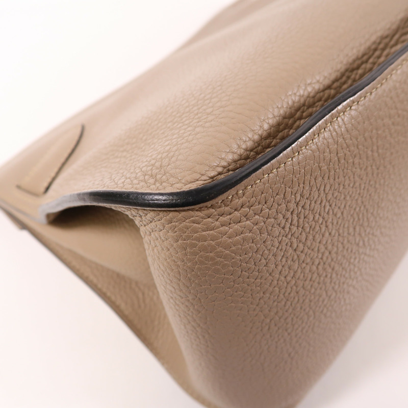 HERMES Clemence皮革Jypsiere 34銀扣肩背袋Argile-12