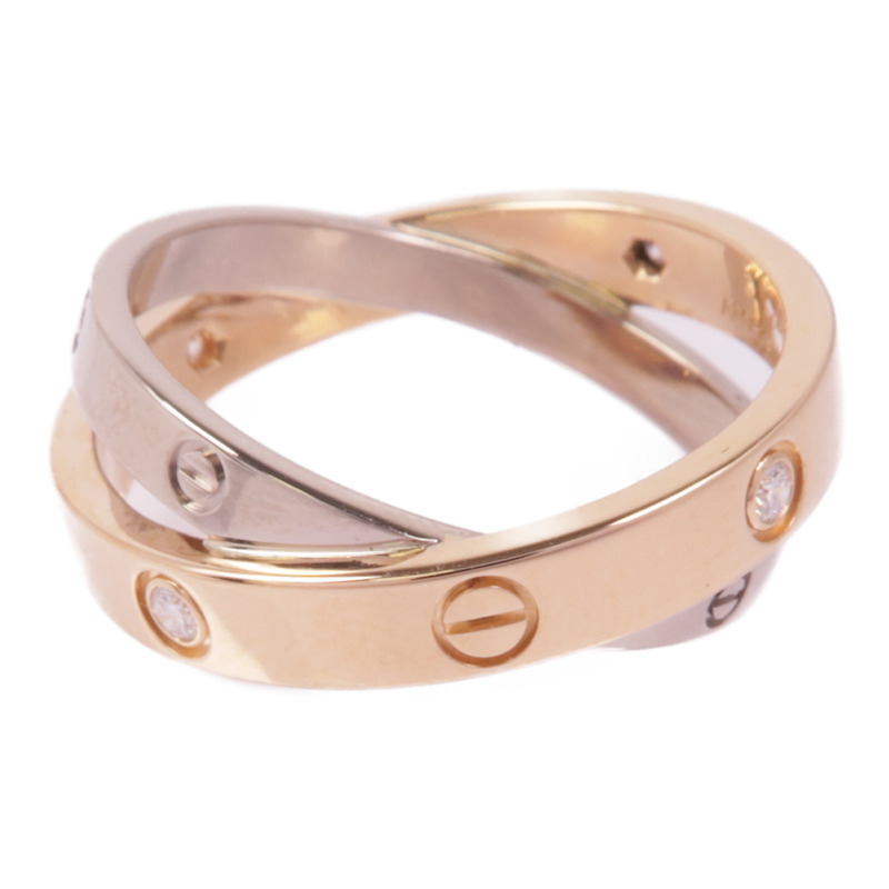 CARTIER 18K白金/玫瑰金Love Be Love Ring 6P Diamond鑽石戒指Cartier#56/US#7.5-1