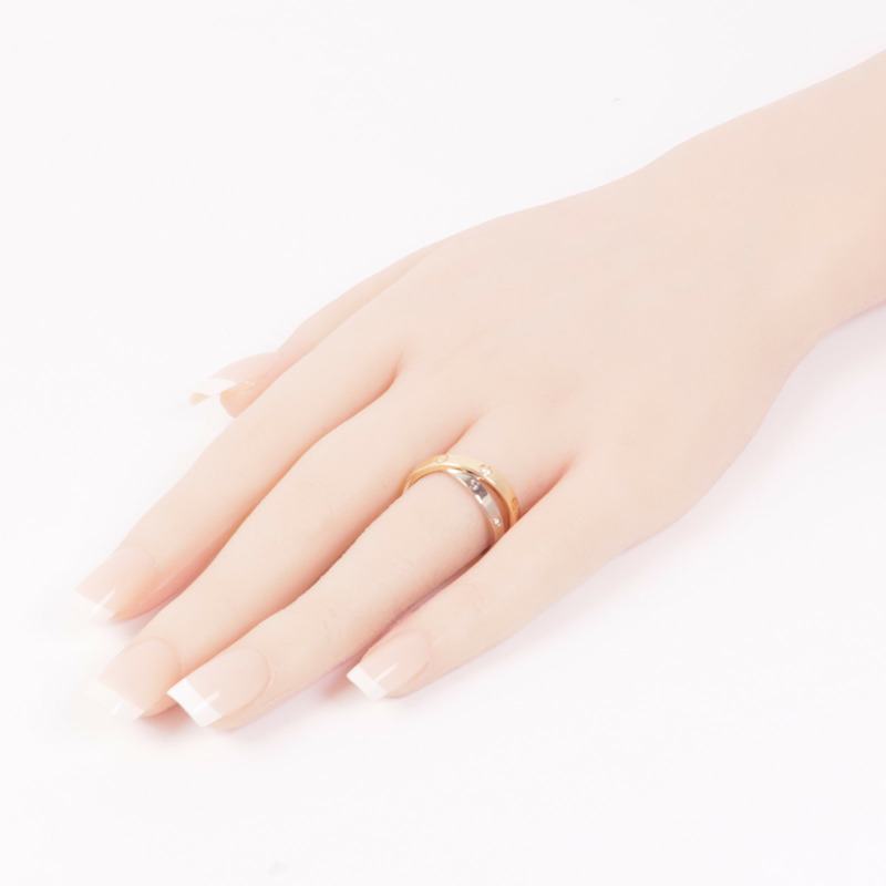 CARTIER 18K白金/玫瑰金Love Be Love Ring 6P Diamond鑽石戒指Cartier#56/US#7.5-7