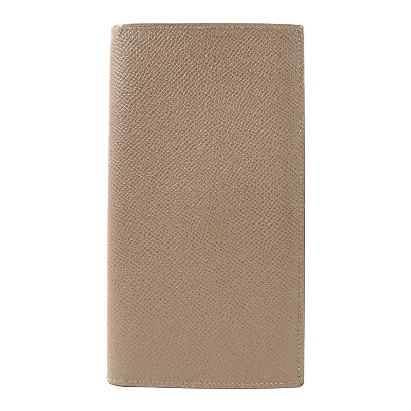 HERMES Epsom皮革Fleming Long Wallet長錢包Etoupe大象灰-0