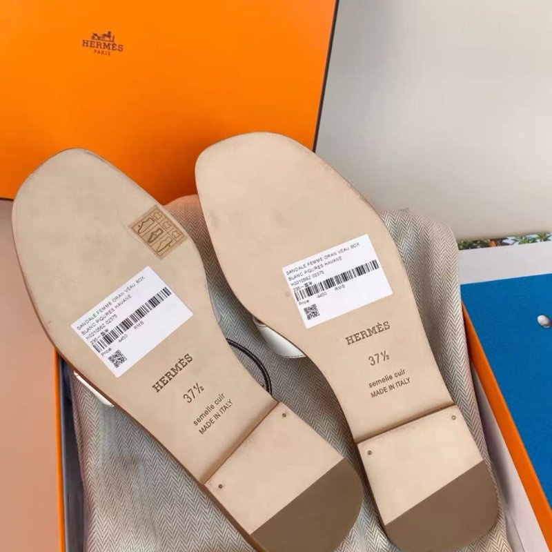 hermes 白色h拖鞋oran拖鞋 全新配件:塵袋-4