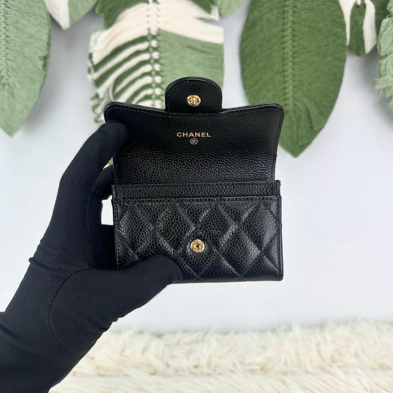 CHANEL 黑金荔枝牛皮卡片包-4