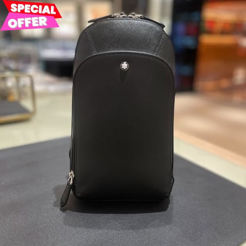 Montblanc 萬寶龍 Sartorial Saffiano 小牛皮胸前斜背包 黑色-0