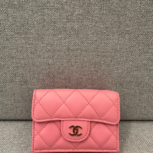 Chanel 香奈兒 粉紅三折短夾 九五新閒置品-0