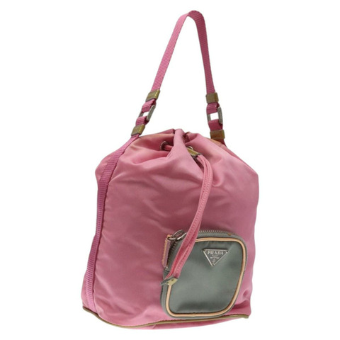 PRADA 手提包 尼龍 粉紅色 銀色 正品 ar13470
