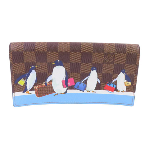LOUIS VUITTON Damier Ebene Portefeuille Sarah Penguin Long Wallet金扣長錢包