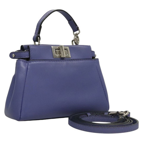 FENDI Micro Peek A Boo 手提包 皮革 2 向 紫色 正品 118159