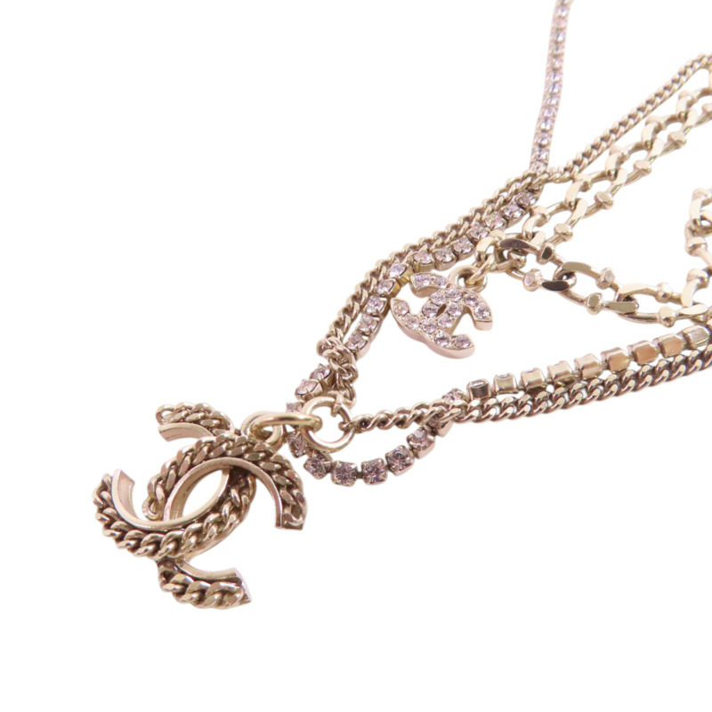 CHANEL 金屬/水鑽Double Chain Bracelet金扣手鏈-8