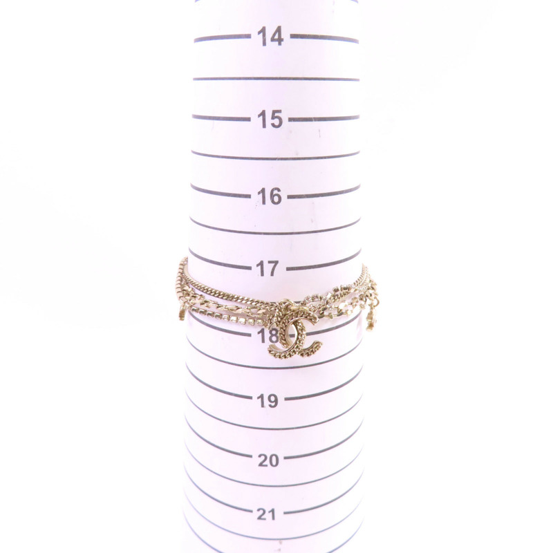 CHANEL 金屬/水鑽Double Chain Bracelet金扣手鏈-10