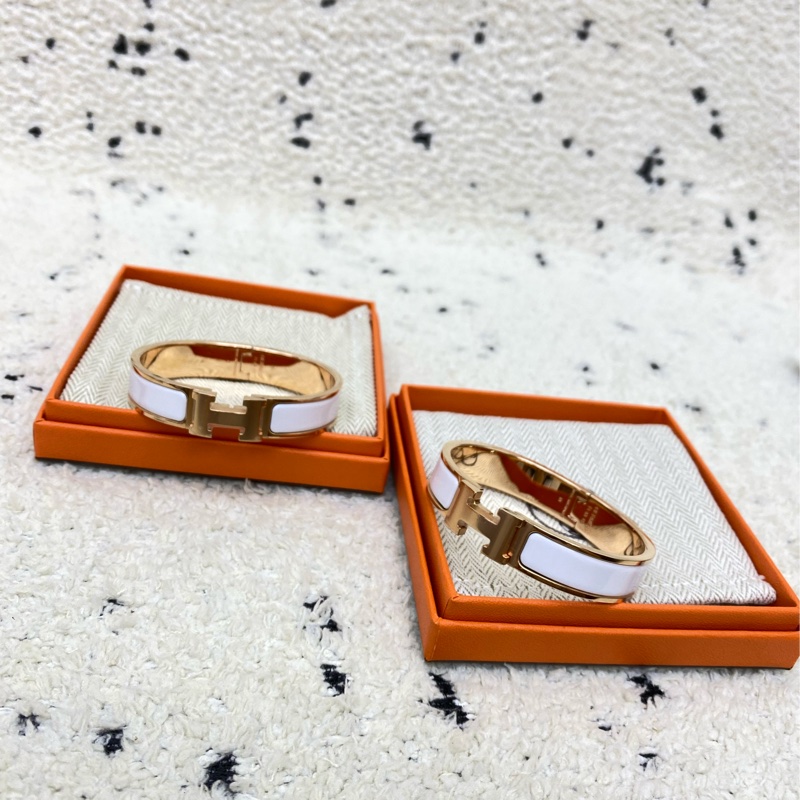 clic H珐琅白玫瑰金手镯-0