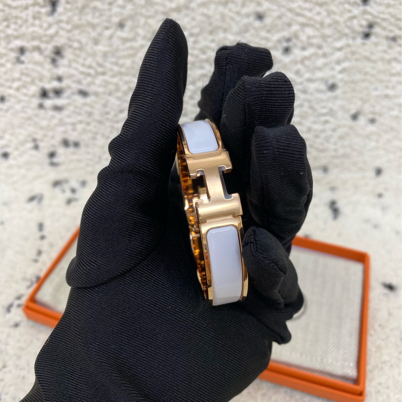 clic H珐琅白玫瑰金手镯-2