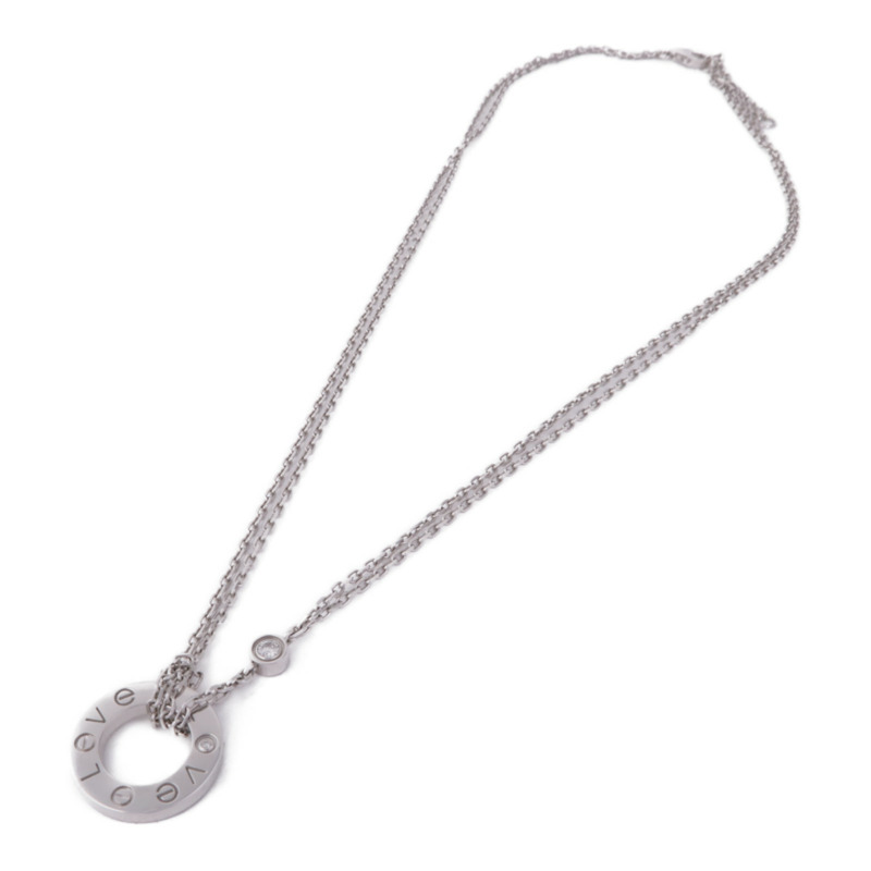 CARTIER 18K白金Love Necklace 2P Diamond鑽石項鍊-2