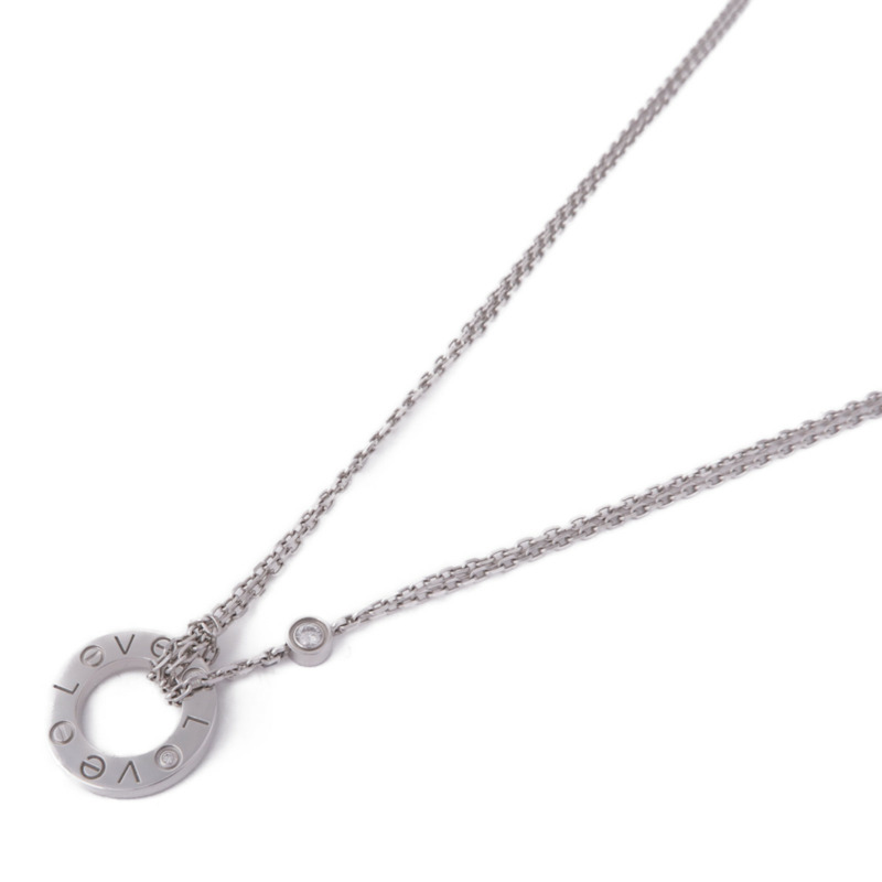 CARTIER 18K白金Love Necklace 2P Diamond鑽石項鍊-3