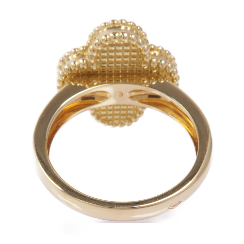 Van Cleef & Arpels 18K黃金Vintage Alhambra Ring縞瑪瑙/鑽石戒指#51/US#5.5-3