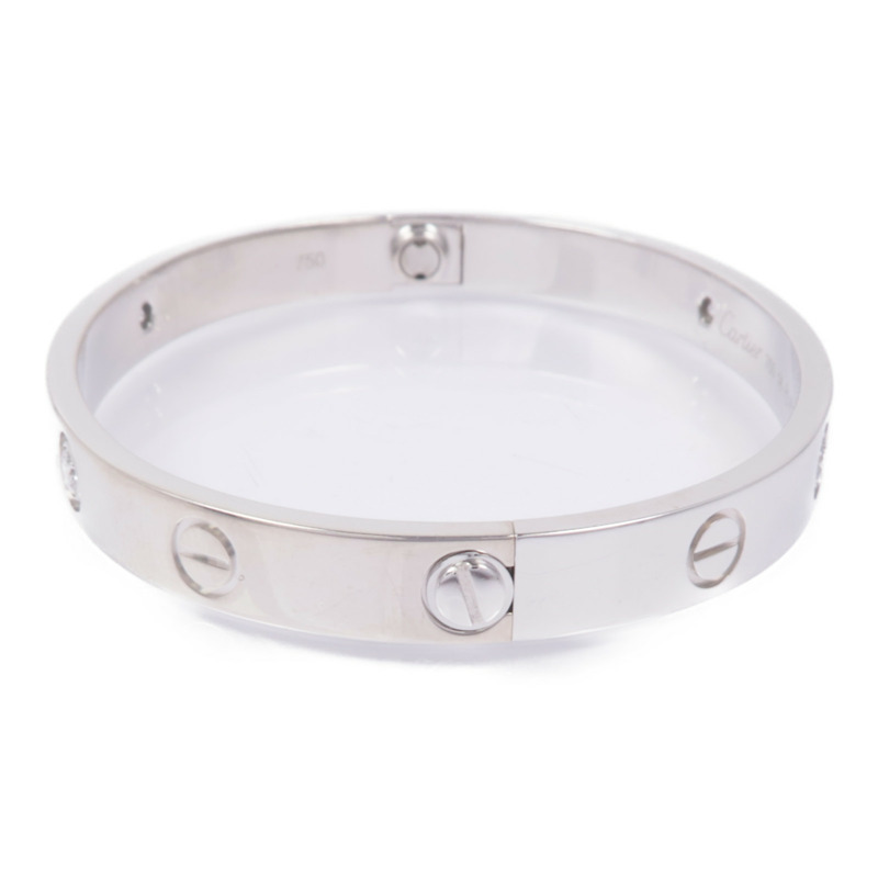 CARTIER 18K白金Love Bracelet 4P Diamond鑽石手鐲Cartier#16-1