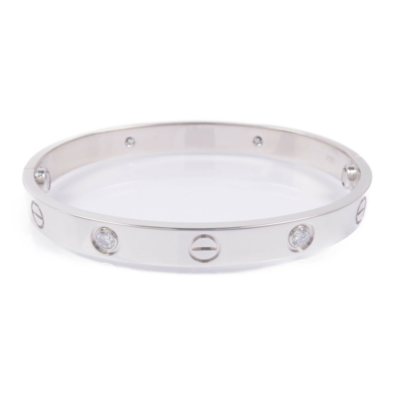 CARTIER 18K白金Love Bracelet 4P Diamond鑽石手鐲Cartier#16-2
