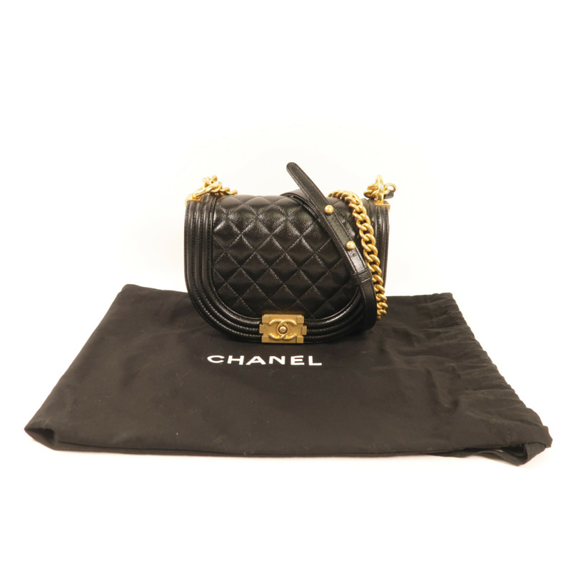 CHANEL 牛皮皮革Boy Chanel金扣肩背袋-14