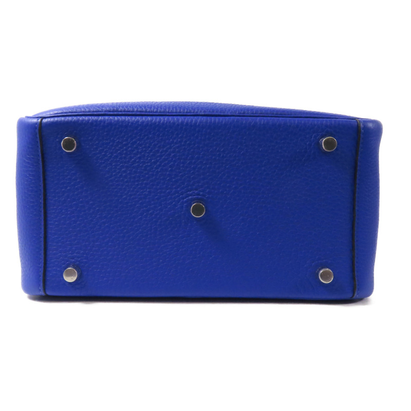 HERMES Clemence皮革Lindy 26銀扣肩背袋Bleu Royal-3