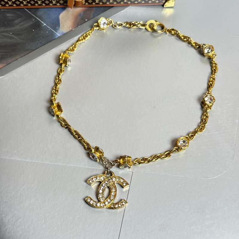 Chanel香奈兒萊茵石雙c項鍊-0