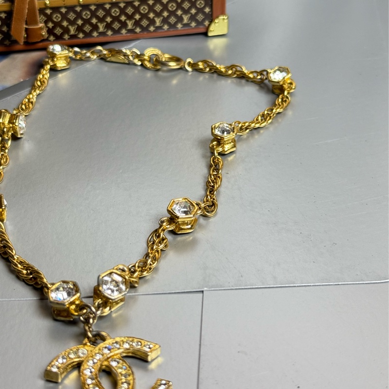 Chanel香奈兒萊茵石雙c項鍊-4